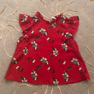 True Destiny | Red Floral Flowy Blouse Small